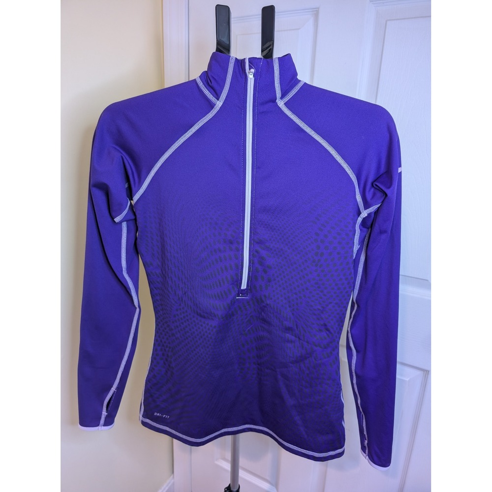 Nike Quarter Zip Top Womens Medium Purple Dri-FIT Thumbhole Athletic Running